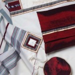 Burgundy and Gray Tallit Set Galilee Silks Wool Tallit