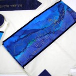 Wedding Tallit with Jerusalem Motif in Blue