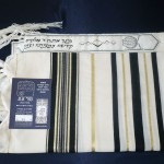 Tallit with black and gold striping